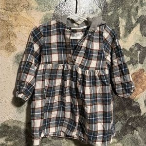 Zara | Plaid Hooded Dress w/buttons  | 18-24 Months